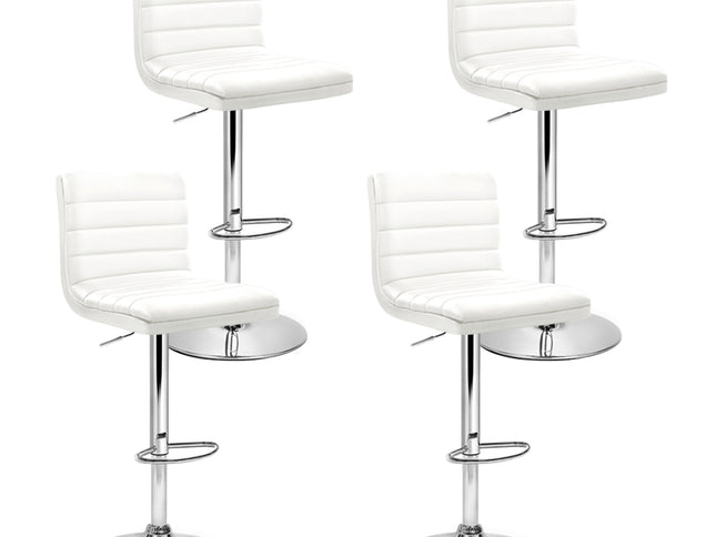 Artiss 4x Bar Stools Padded Leather Gas Lift White