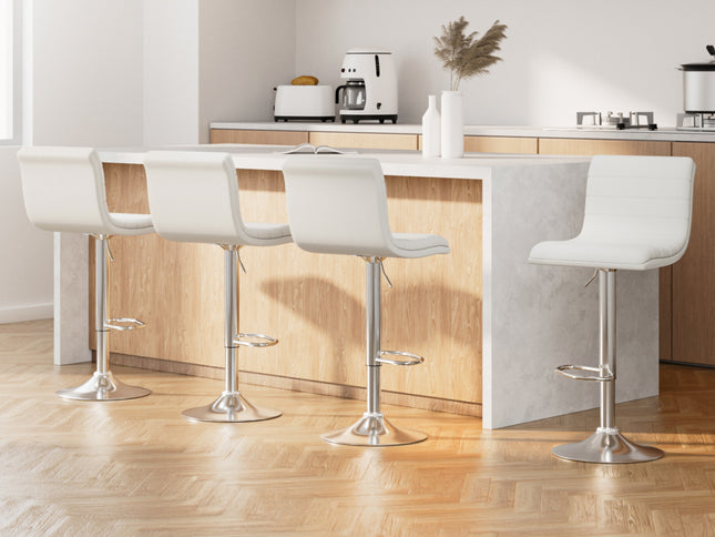 Artiss 4x Bar Stools Padded Leather Gas Lift White