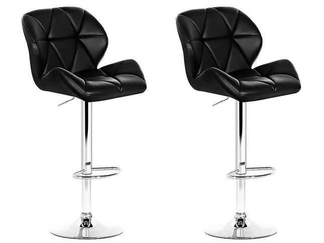 Artiss 2x Bar Stools Gas Lift Padded Leather Black