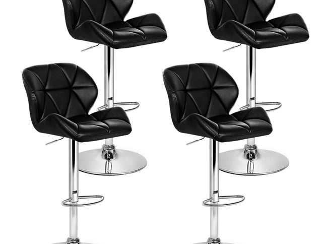 Artiss 4x Bar Stools Gas Lift Padded Leather Black