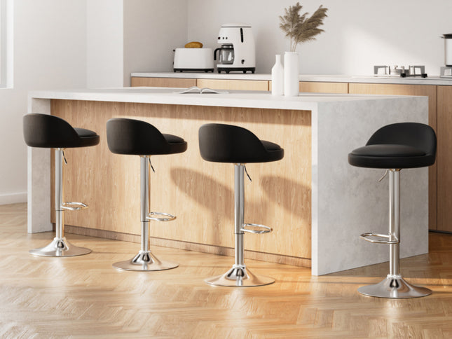 Artiss 4x Bar Stools PU Leather Gas Lift Black