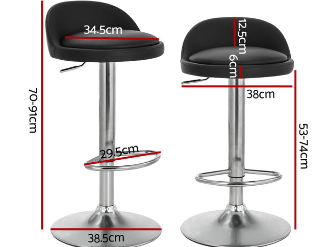 Artiss 4x Bar Stools PU Leather Gas Lift Black