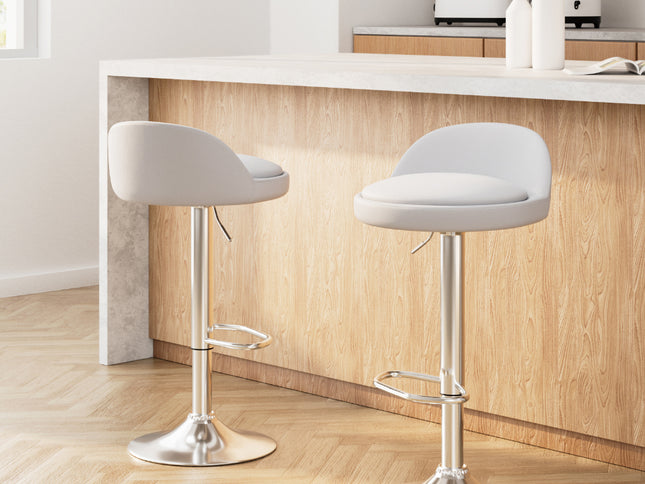 Artiss 2x Bar Stools PU Leather Gas Lift White