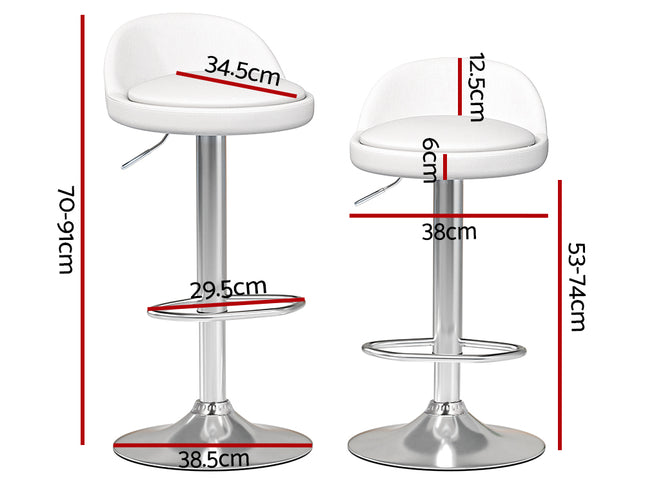 Artiss 2x Bar Stools PU Leather Gas Lift White