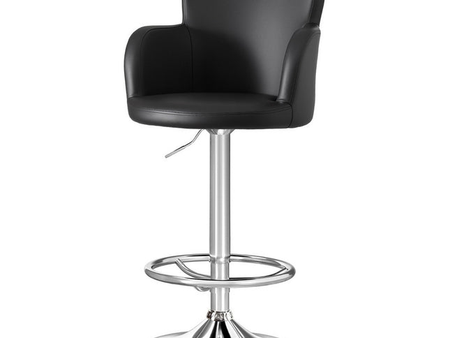 Artiss 1x Leather Bar Stools Swivel Adjustable Gas Lift PU Counter Chairs Black