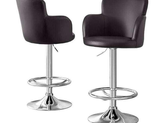 Artiss 2x Leather Bar Stools Swivel Adjustable Gas Lift PU Counter Chairs Brown