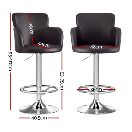 Artiss 4x Bar Stools Swivel Kitchen Chairs Gas Lift Adjustable PU Leather Brown