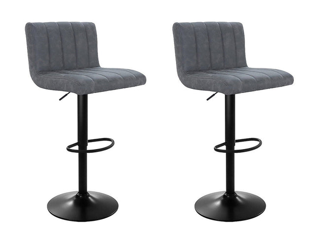 Artiss 2x Bar Stools Vintage Leather Gas Lift Grey