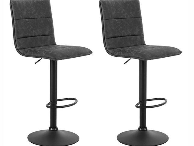 Artiss 2x Bar Stools Gas Lift Vintage Leather Grey