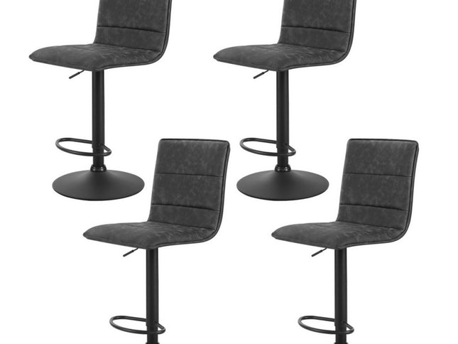 Artiss 4x Bar Stools Gas Lift Vintage Leather Grey