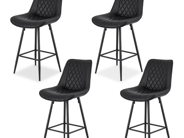 Artiss 4x Bar Stools Kitchen Dining Chair Counter Stool Diamond PU Leather Black