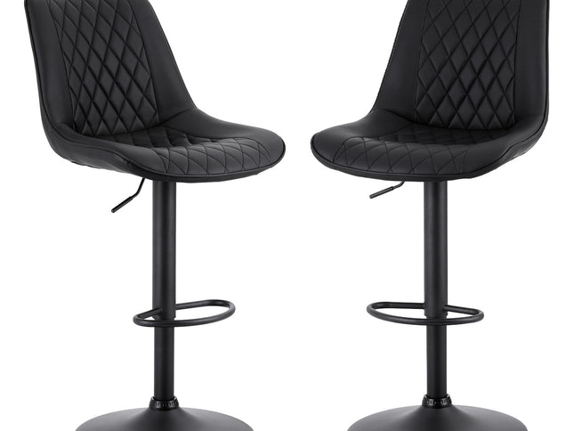 Artiss 2x Bar Stools Kitchen Swivel Gas Lift Counter Chair Diamond Leather Black