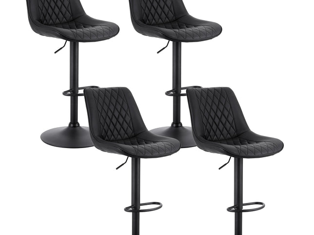 Artiss 4x Bar Stools Kitchen Swivel Gas Lift Counter Chair Diamond Leather Black
