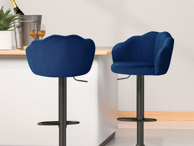 Artiss 4x Bar Stools Gas Lift Velvet Blue