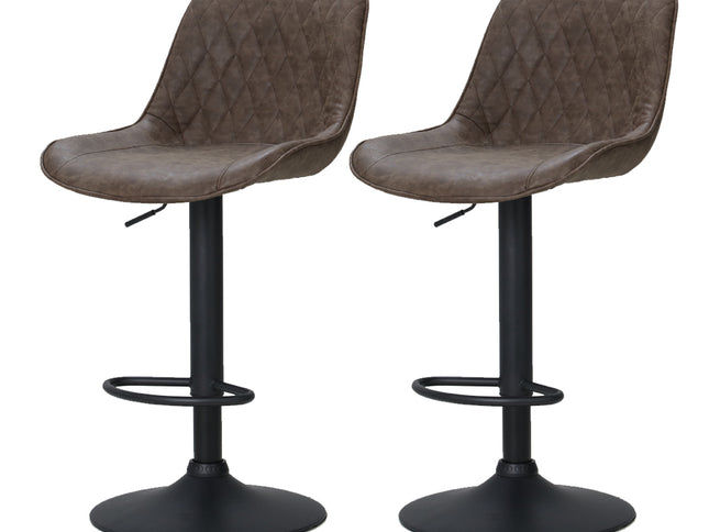 Artiss 2x Bar Stools Gas Lift Vintage Leather Brown