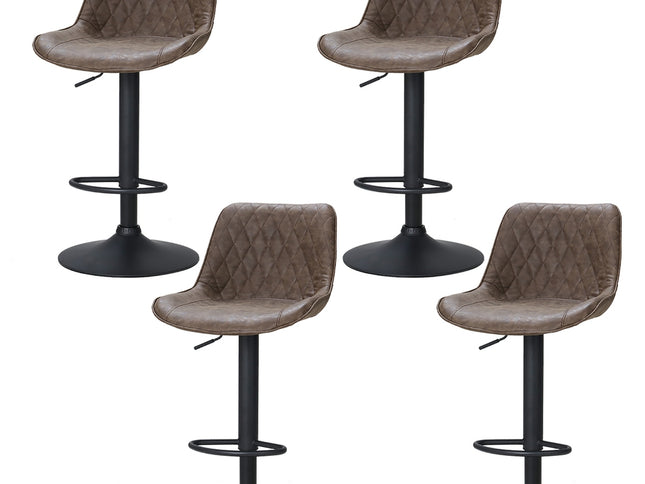 Artiss 4x Bar Stools Gas Lift Vintage Leather Brown