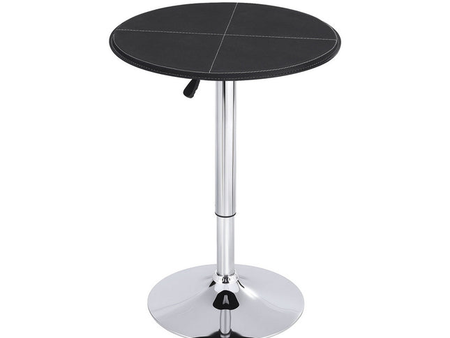 Artiss Bar Table Round Swivel Height Adjustable 62cm Modern PVC Leather Black