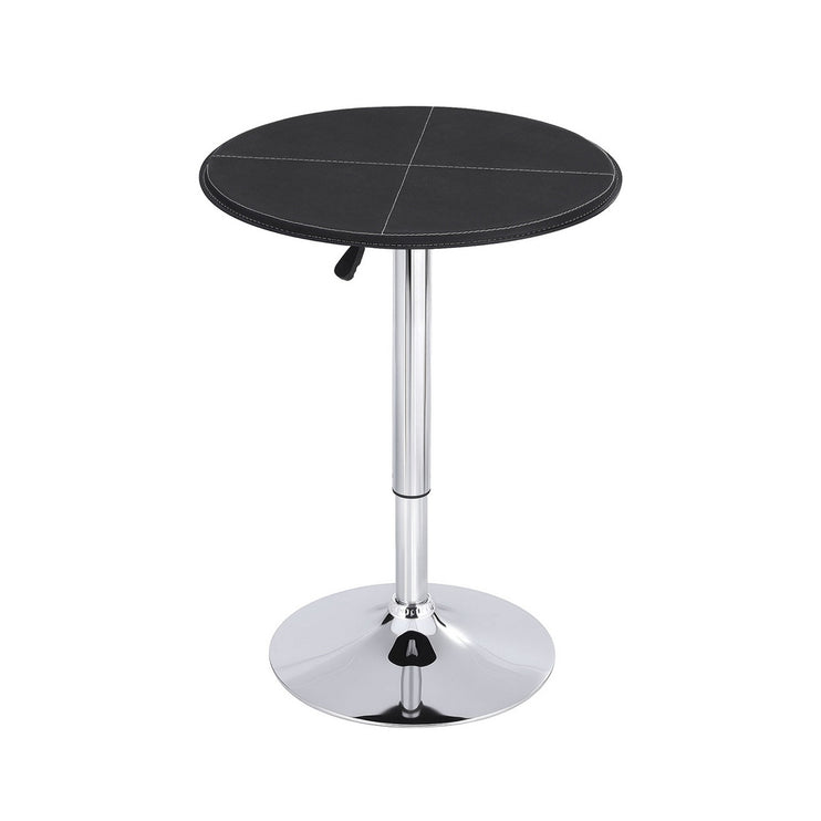 Artiss Bar Table Round Swivel Height Adjustable 62cm Modern PVC Leather Black