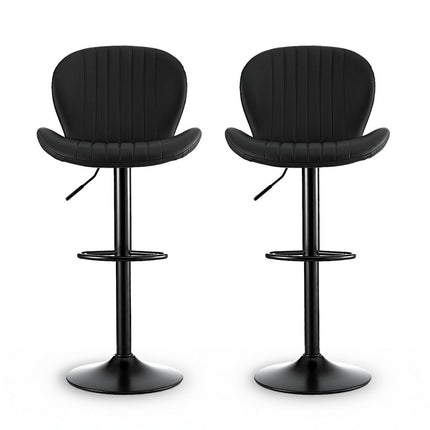 Artiss 2x Bar Stools Kitchen Swivel Gas Lift Counter Chair Shell Leather Black