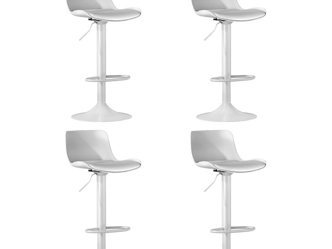 4x Artiss Bar Stools Kitchen Swivel Gas Lift Stool Leather Dining Chairs White