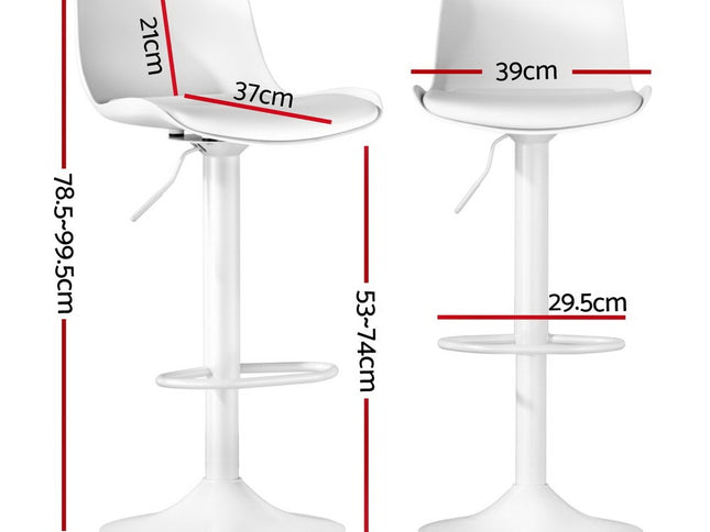 4x Artiss Bar Stools Kitchen Swivel Gas Lift Stool Leather Dining Chairs White