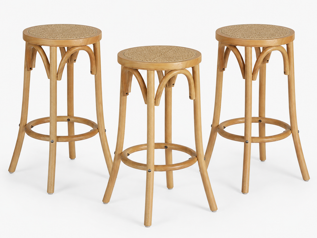 Artiss Bar Stools Set of 3 Kitchen Wooden Bar Stool Dining Chair 65cm