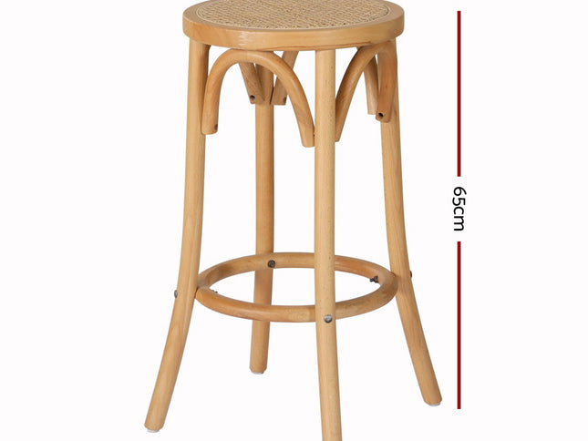 Artiss 4x Bar Stoosl Rattan Seat Wooden