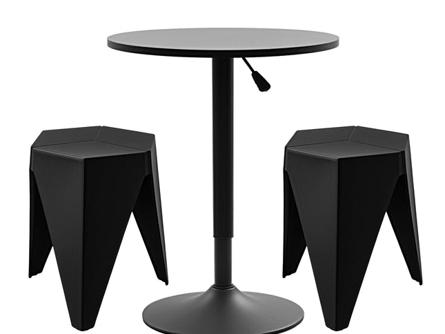 Artiss Bar Stools and Table Set 3PCS Dining Desk Kitchen Chairs Cafe Pub Black