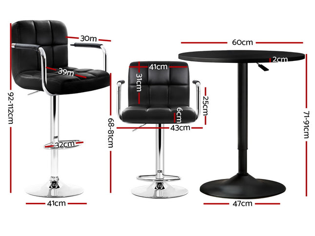 Artiss Bar Table and Stools Set Dining Desk Kitchen Chairs Cafe Pub