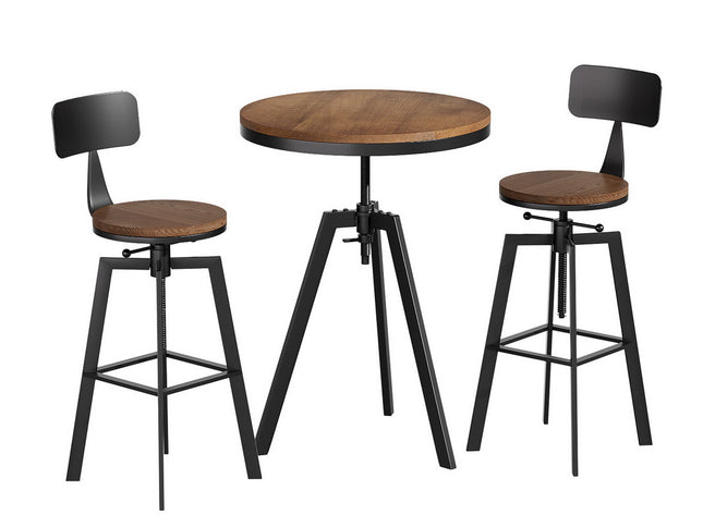 Artiss Bar Table and Stools Set Dining Desk Industrial Kitchen Chairs Cafe Pub