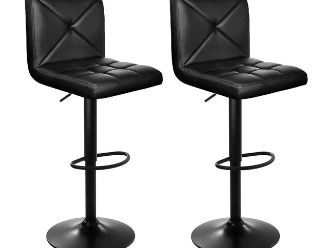 Artiss 2x Bar Stools Kitchen Dining Chairs Gas Lift Stool Leather Black