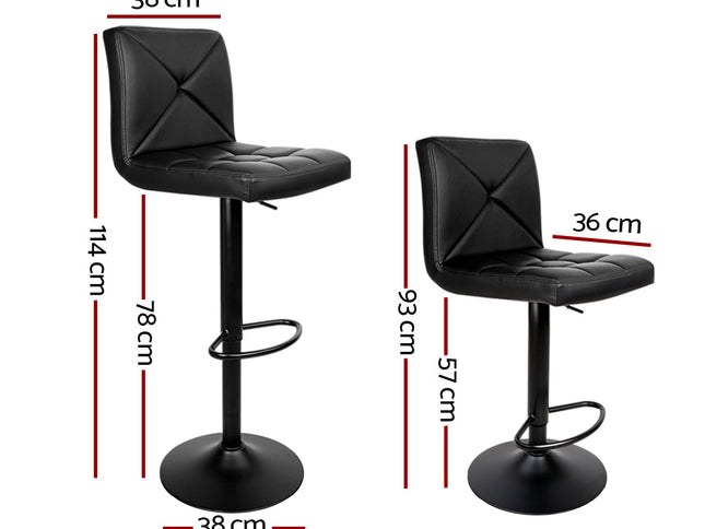 Artiss 2x Bar Stools Kitchen Dining Chairs Gas Lift Stool Leather Black