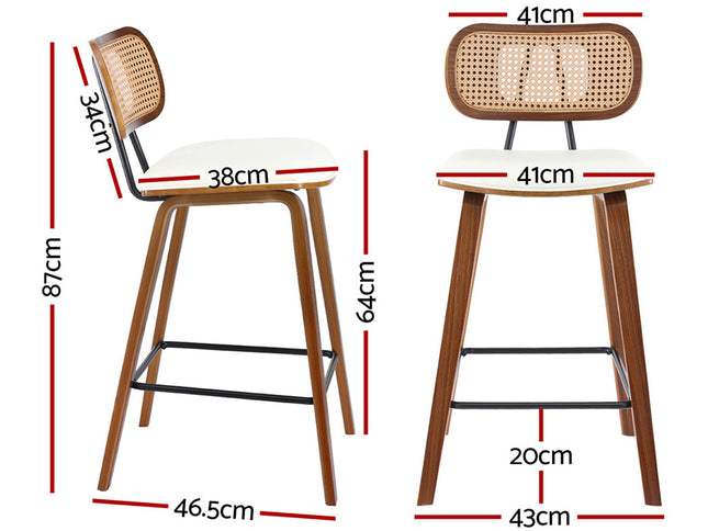 4x Artiss Bar Stools Kitchen Counter Rattan Chairs PU Leather Padding