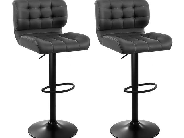 Artiss 2x Bar Stools Gas Lift Leather Padded Grey