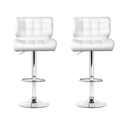Artiss 2x Bar Stools Gas Lift Leather Padded White