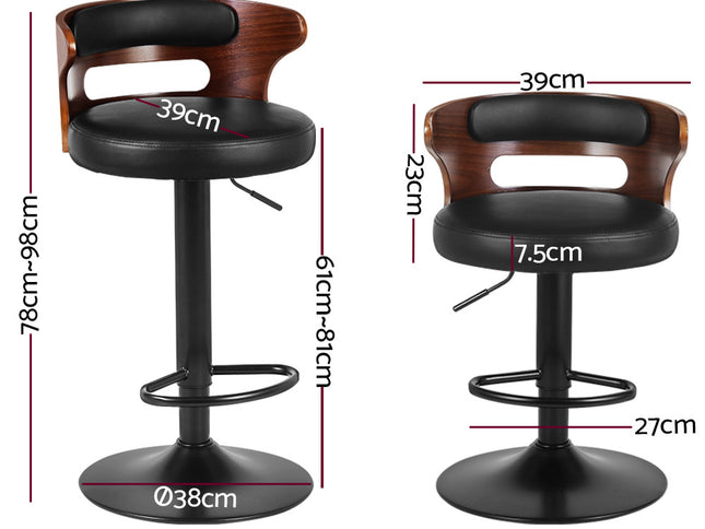 Artiss 2x Bar Stools Gas Lift Faux Leather