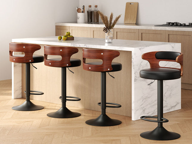 Artiss 4x Bar Stools Gas Lift Faux Leather