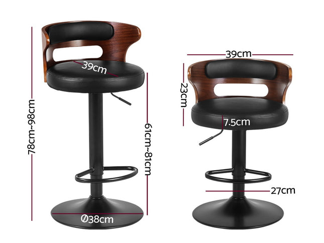 Artiss 4x Bar Stools Gas Lift Faux Leather