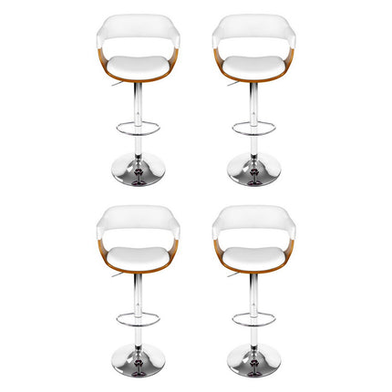 4x Artiss Bar Stools Gas Lift Leather with Armrest White