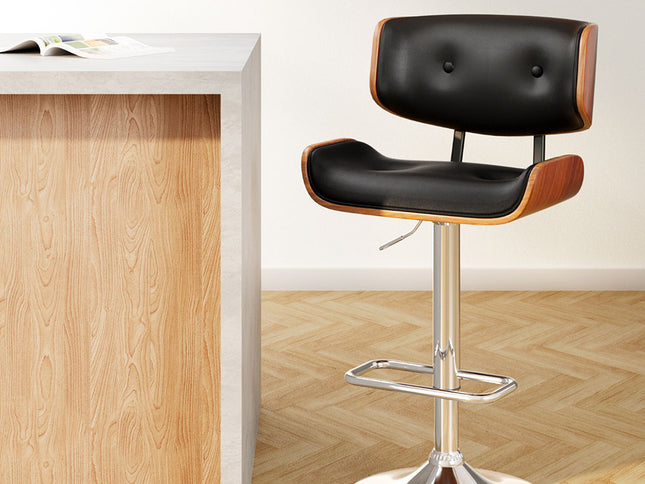 Artiss Bar Stools Gas Lift Leather Black