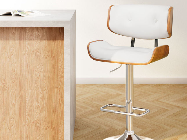 Artiss Bar Stools Gas Lift Leather White
