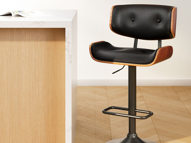 Artiss Bar Stools Gas Lift Leather All Black