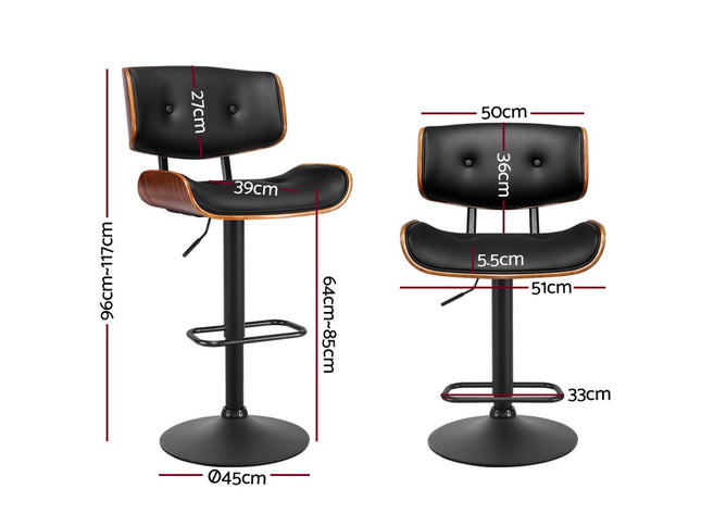 Artiss Bar Stools Gas Lift Leather All Black