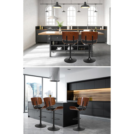 Artiss Bar Stools Gas Lift Leather All Black