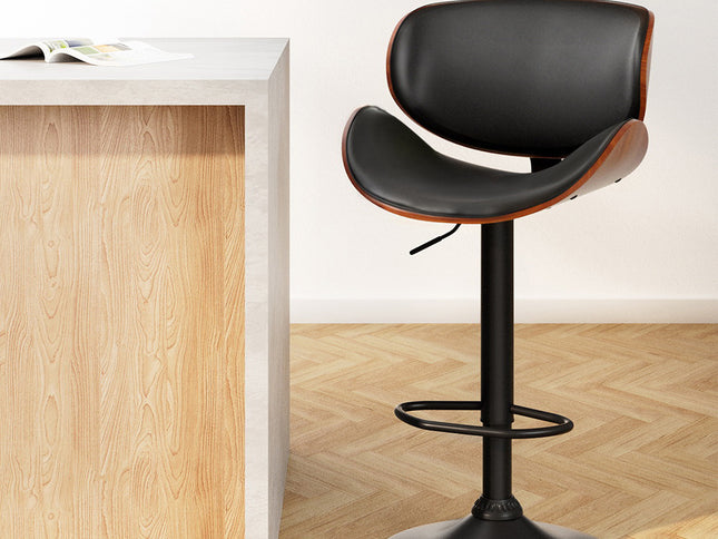 Artiss Bar Stools Kitchen Leather Barstools Swivel Gas Lift Vintage Chairs Black