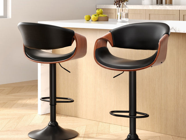 Artiss 2x Bar Stools Gas Lift Leather w/Armrest