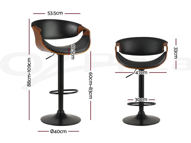 Artiss Bar Stools X3 Kitchen Counter Chair Gas Lift Swivel PU Ambrus Black
