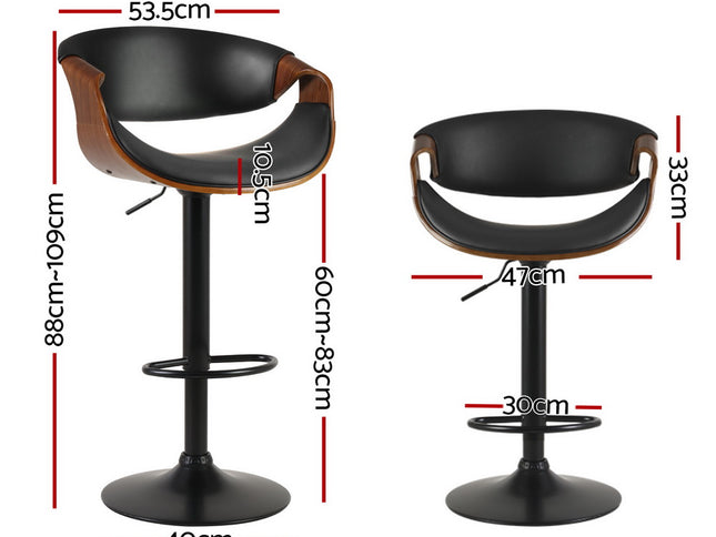 Artiss 4x Bar Stools Gas Lift Leather w/Armrest