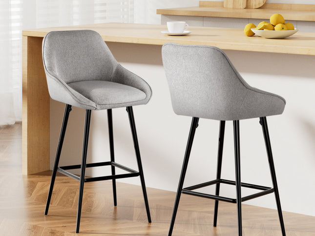 Artiss 2x Bar Stools Upholstered Stool Counter Seat Kitchen Dining Chairs