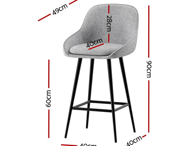 Artiss 2x Bar Stools Upholstered Stool Counter Seat Kitchen Dining Chairs